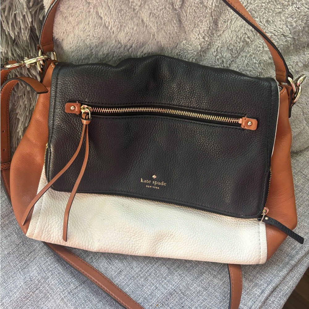 Kate Spade Black white and brown Structured Shoulder Bag